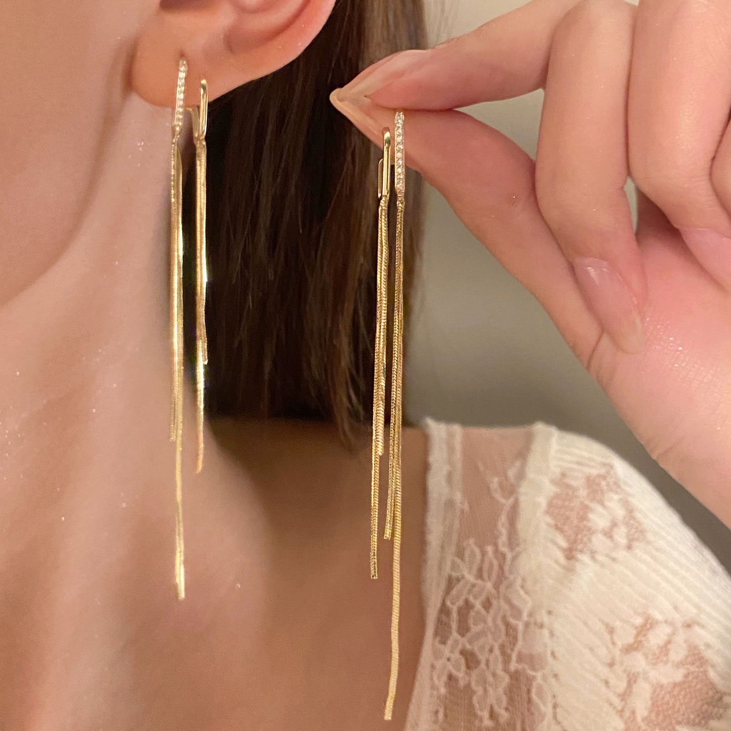 Women's Long Fringe Fashionable High-grade Design Sense Exaggerating Unique Earrings