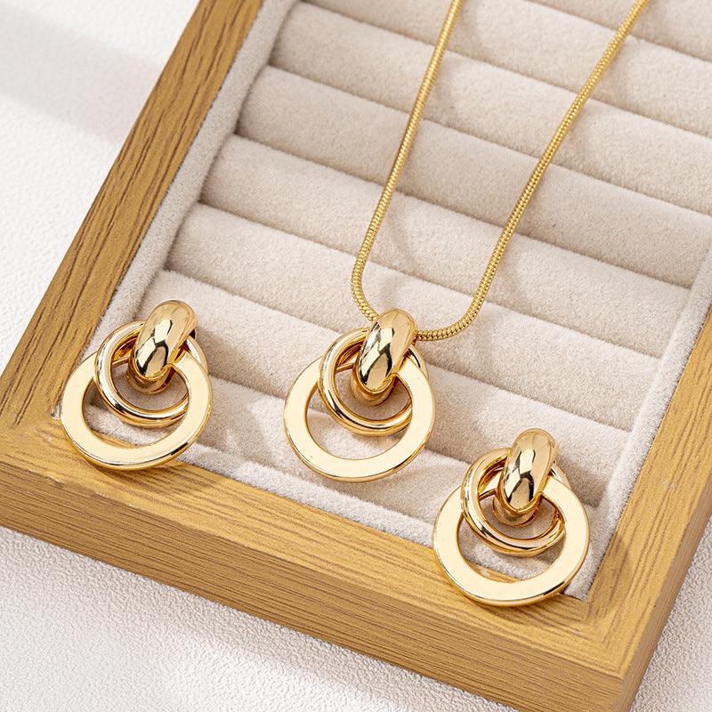 Light Luxury Gold Geometric Suite Simple Fashion High Jewelry Set