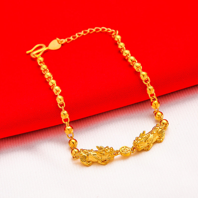 Double Chain Alluvial Gold Color Retention Bracelets