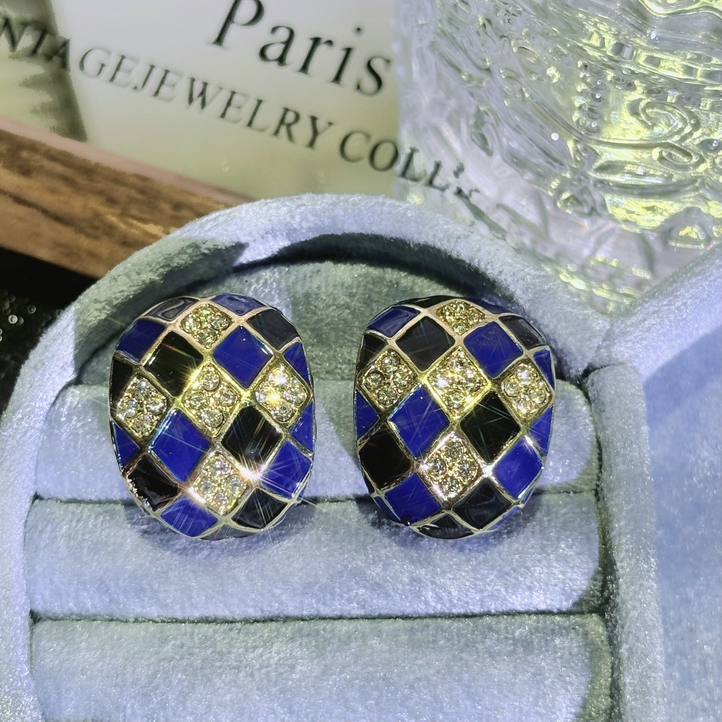 Chessboard High-grade Minority Fashion Drop Oil Shaped Earrings