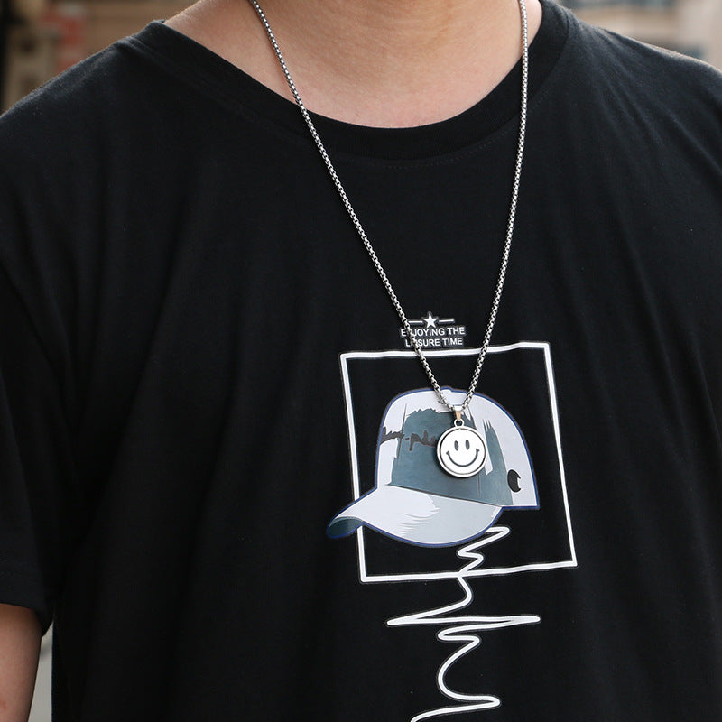 Women's & Men's Smiley Titanium Steel Expression Hip Hop Reverse Mood Artistic Crying Necklaces