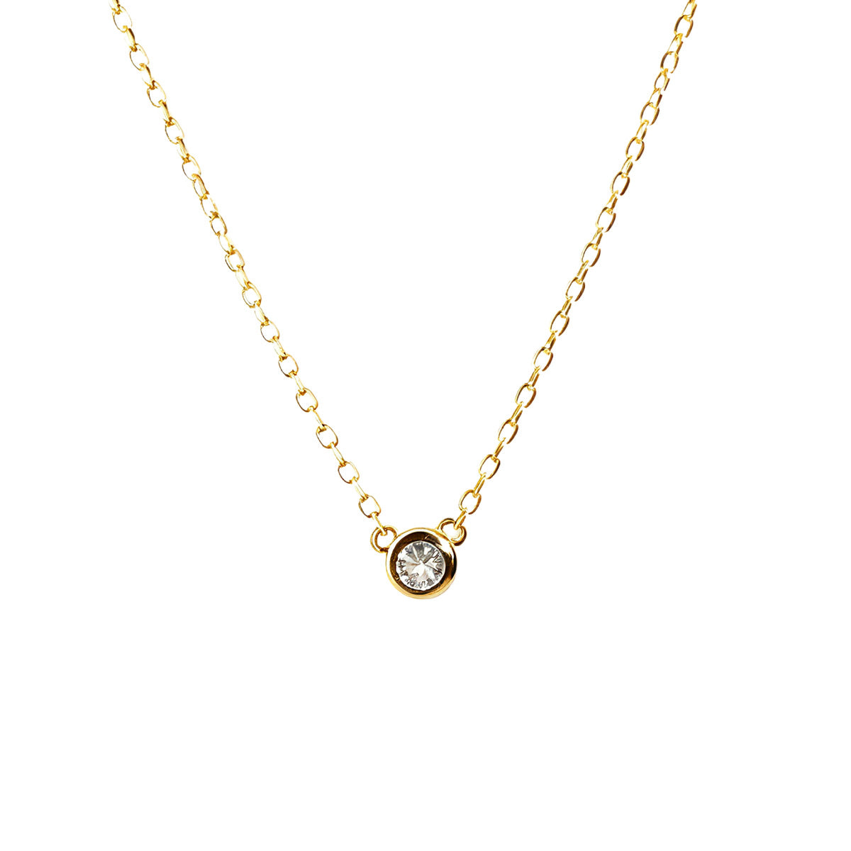 Women's Sterling Sier Gold-plated Solitaire Bubble Diamond Clavicle Chain Style Simple Necklace