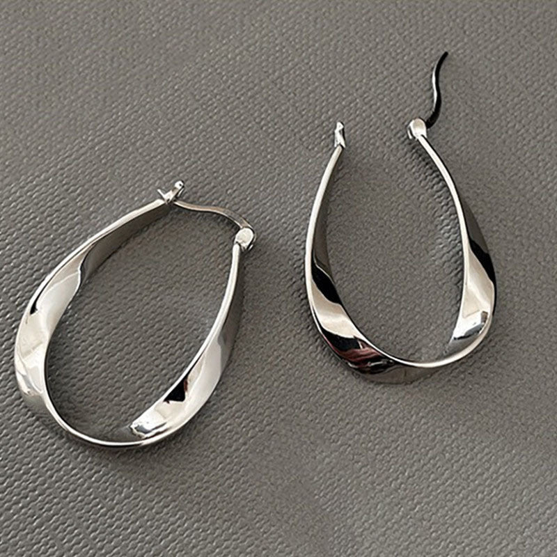 Simple Oval Geometric Ear Clip Entry Lux Elegant Stud Earrings