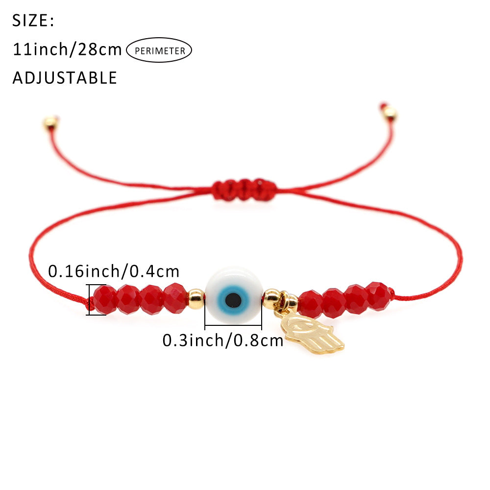 Women's Beads Glass Eyes Crystal Palm Tag Beaded Bracelets