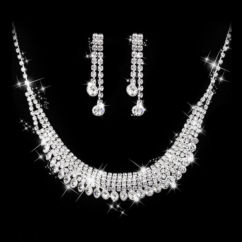 Fashion Brilliant Rhinestones Eardrops Wedding Ceremony Necklaces