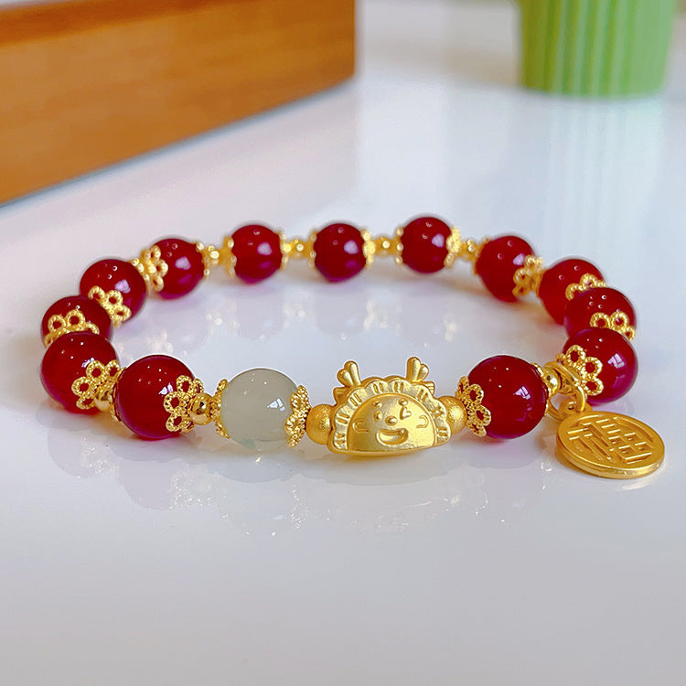 Cat Love Bell Imitation Opal Girlfriends Glaze Bracelet