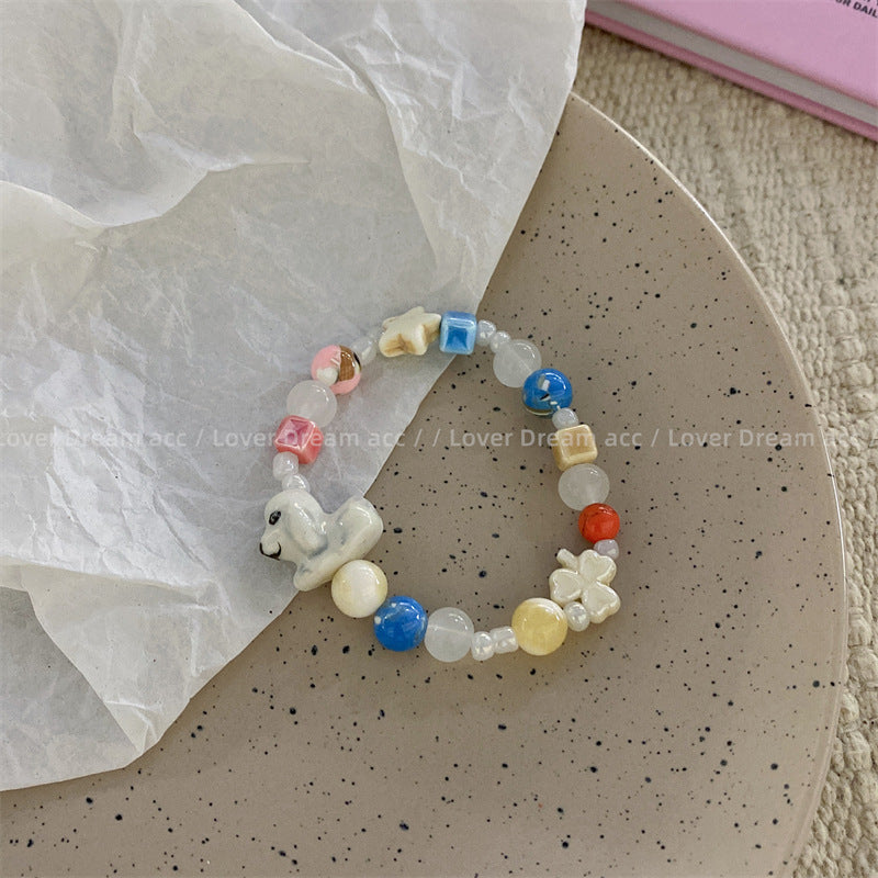 Bracelets mignons et doux en perles de feuilles de fleurs étoiles pour femmes