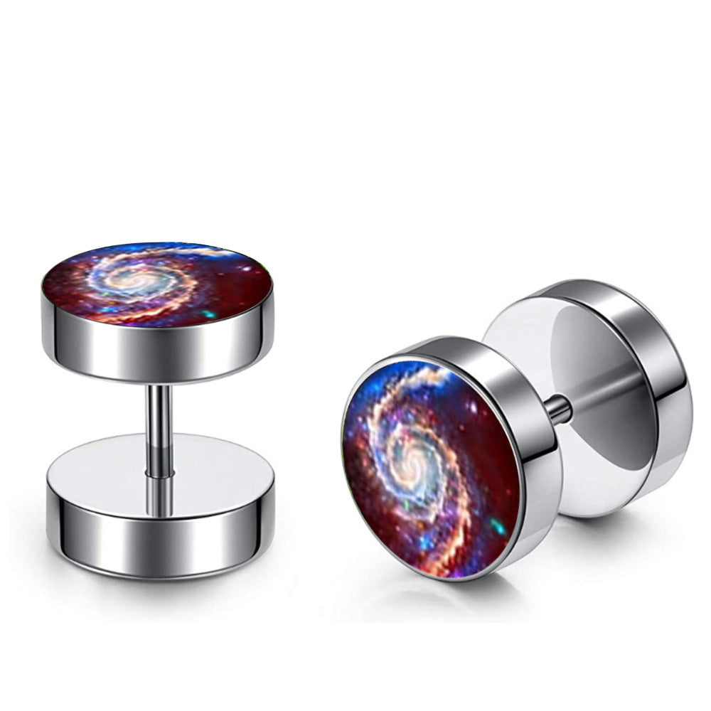 Men's Steel Barbell Fashion Dumbbell Black Street Hipster Korean Style Rings