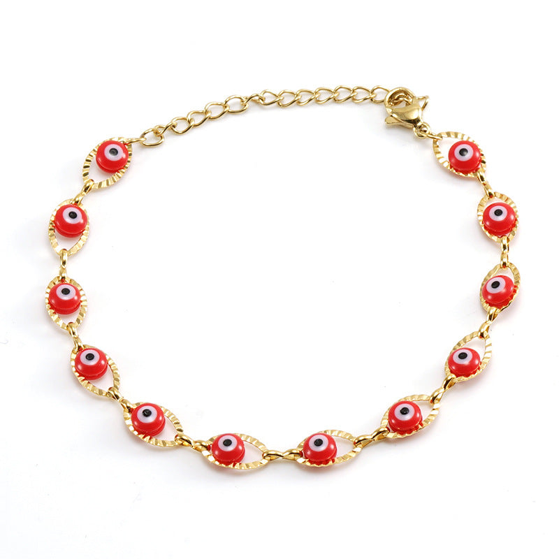 Women's Turkish Evil Eye Color Matching Stainless Necklaces