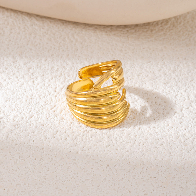 Fashionable Elegant Stainless Steel Leaf Female Style Hip Ring