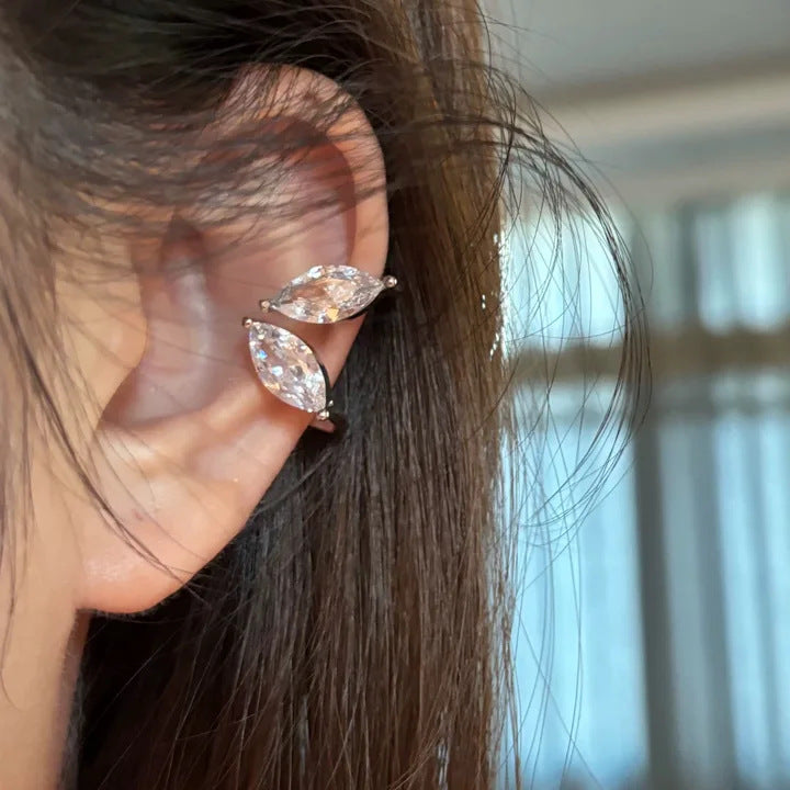 Zircon Leaf Geometry Bone Unique Design Temperament Wild Light Luxury Ear Clip