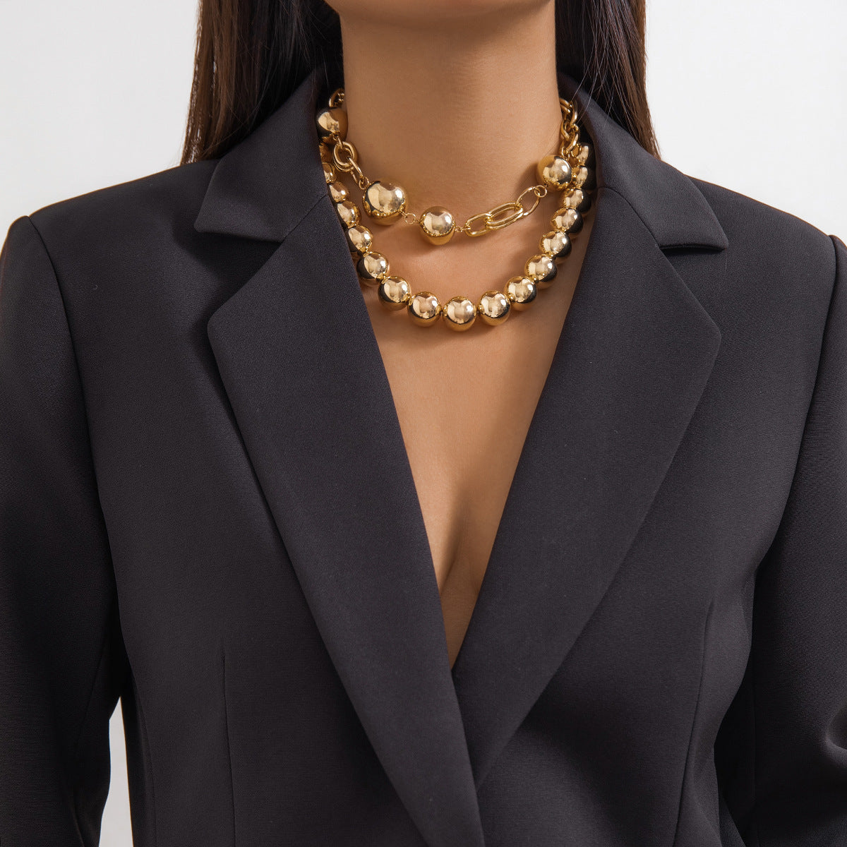 Women's Exaggerated Punk Round Beads String Of Personality Necklace