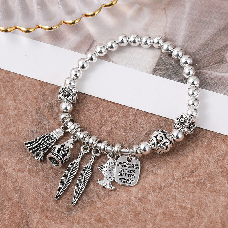 Women's Cat Crown Imitation Sliver Beads Retro Bracelets