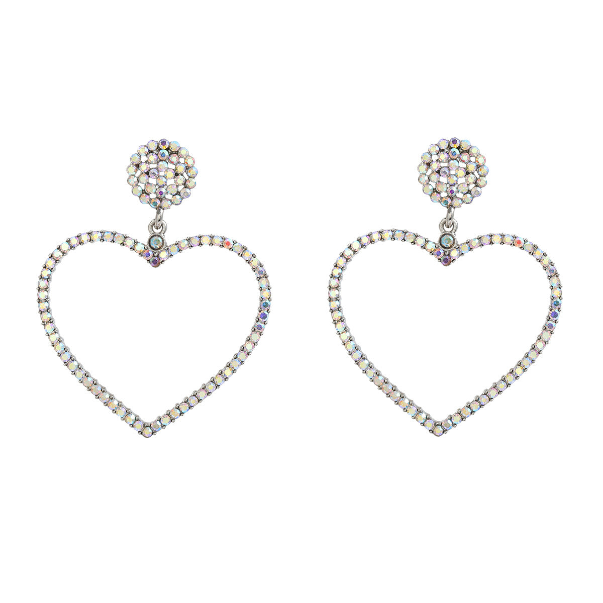 Heart Shape Full Diamond Female Exaggerated Earrings