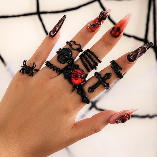 Vintage Knuckle Suit Hip Hop Carved Bat Rings