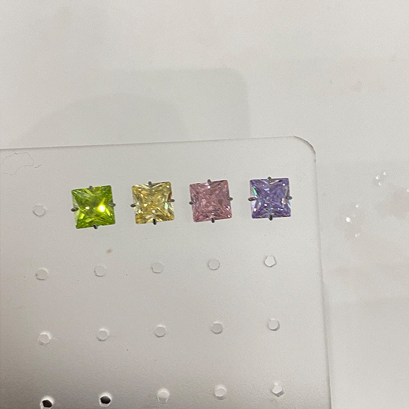 Super Flash Square Zircon Internal Thread No Need To Take Rings