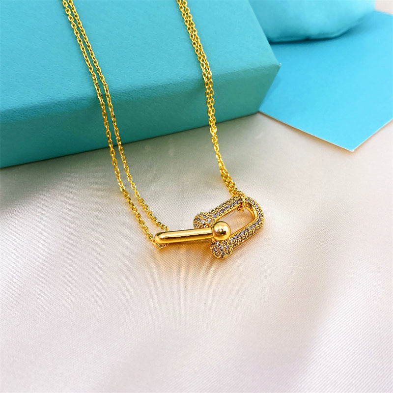 Women's Diamond Horseshoe Clavicle Chain Versatile Personality Necklaces