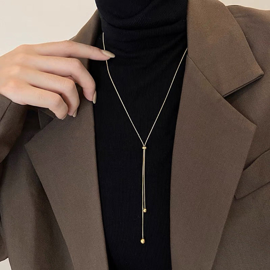 Women's Design Round Beads Tassel For Special Interest Light Luxury High-grade Necklace