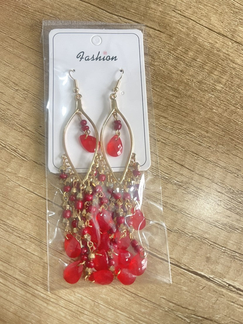 Ethnic Style Tassel Long Bohemian Crystal Yunnan Summer Earrings