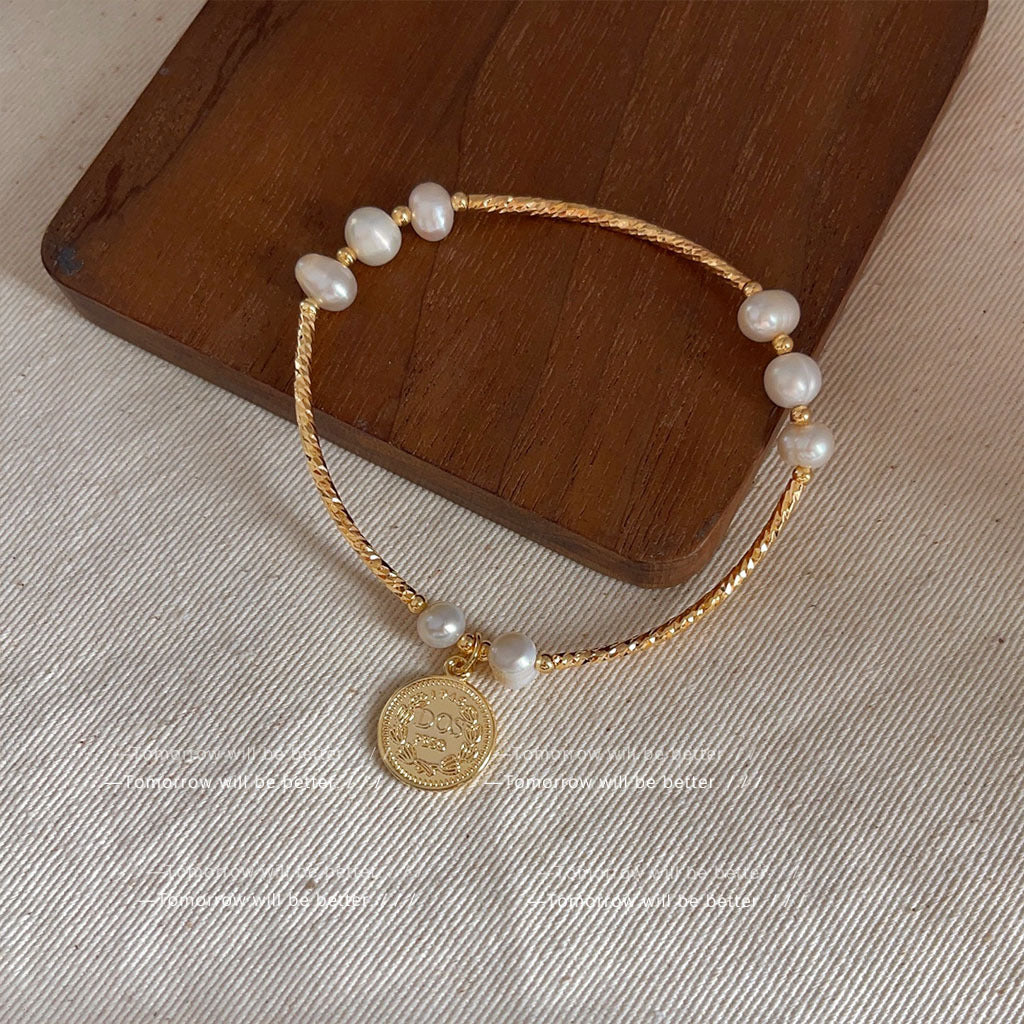 Freshwater Pearl Niche Design Gold Coin Bracelets