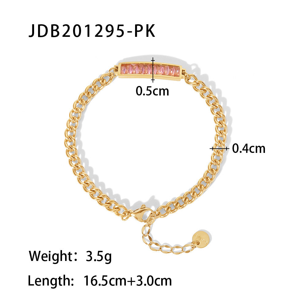 Women's Titanium Steel Gold Stainless Inlaid Zircon Bracelets