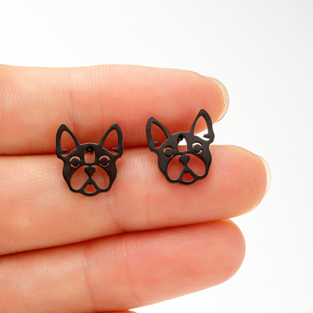 Boucles d'oreilles simples en acier inoxydable pour chien du zodiaque chinois