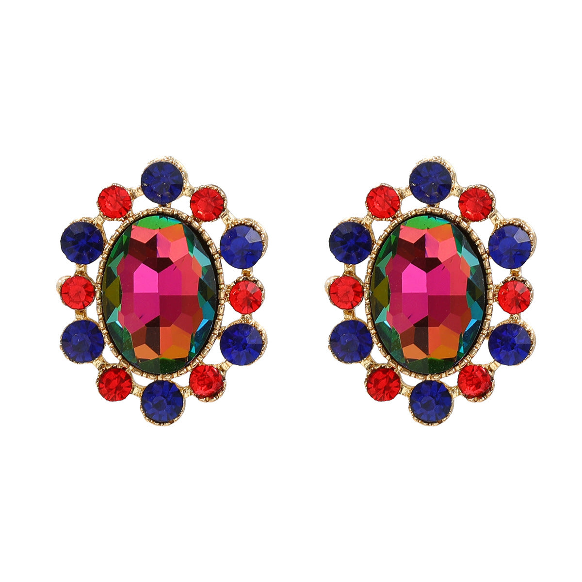 Women's Colorful Crystals Exaggerated Elegant Full Diamond Earrings