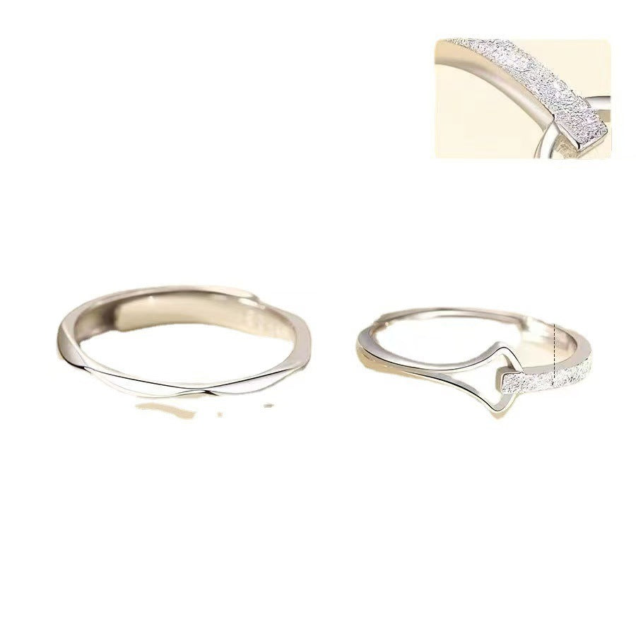 Women's & Men's Sterling Sier One Pair Simple Couple Trendy Valentine's Day Gift Ring