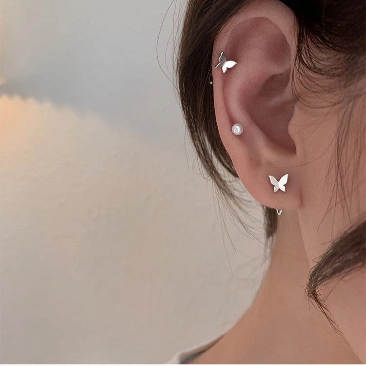 Women's Butterfly For Ear Hook Elegant High-grade Round Face Show Small Rings