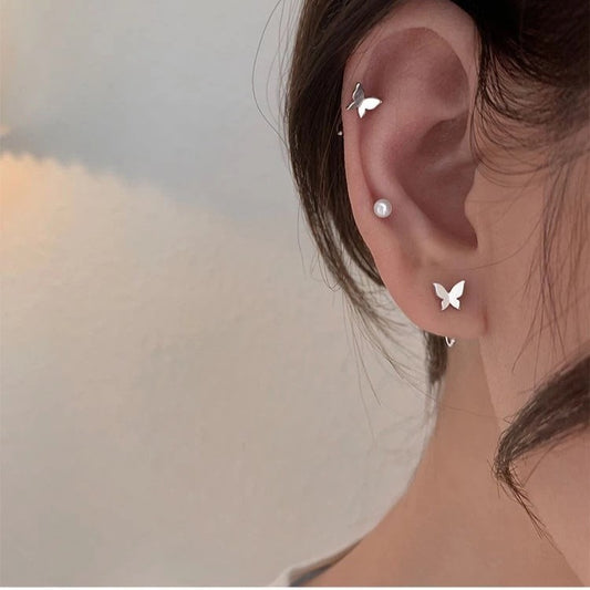 Women's Butterfly For Ear Hook Elegant High-grade Round Face Show Small Rings