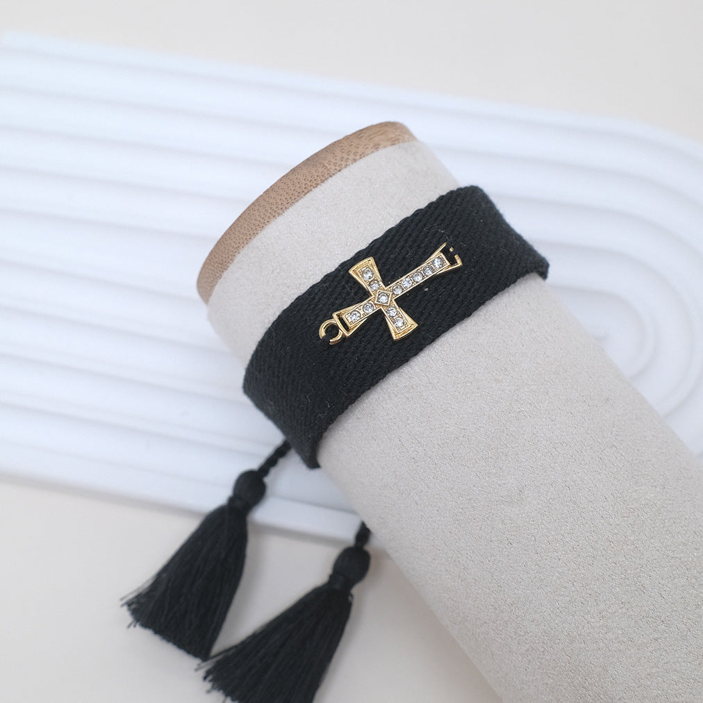 Cross Hand-woven Bohemian Embroidered Letter Wrist Bracelets