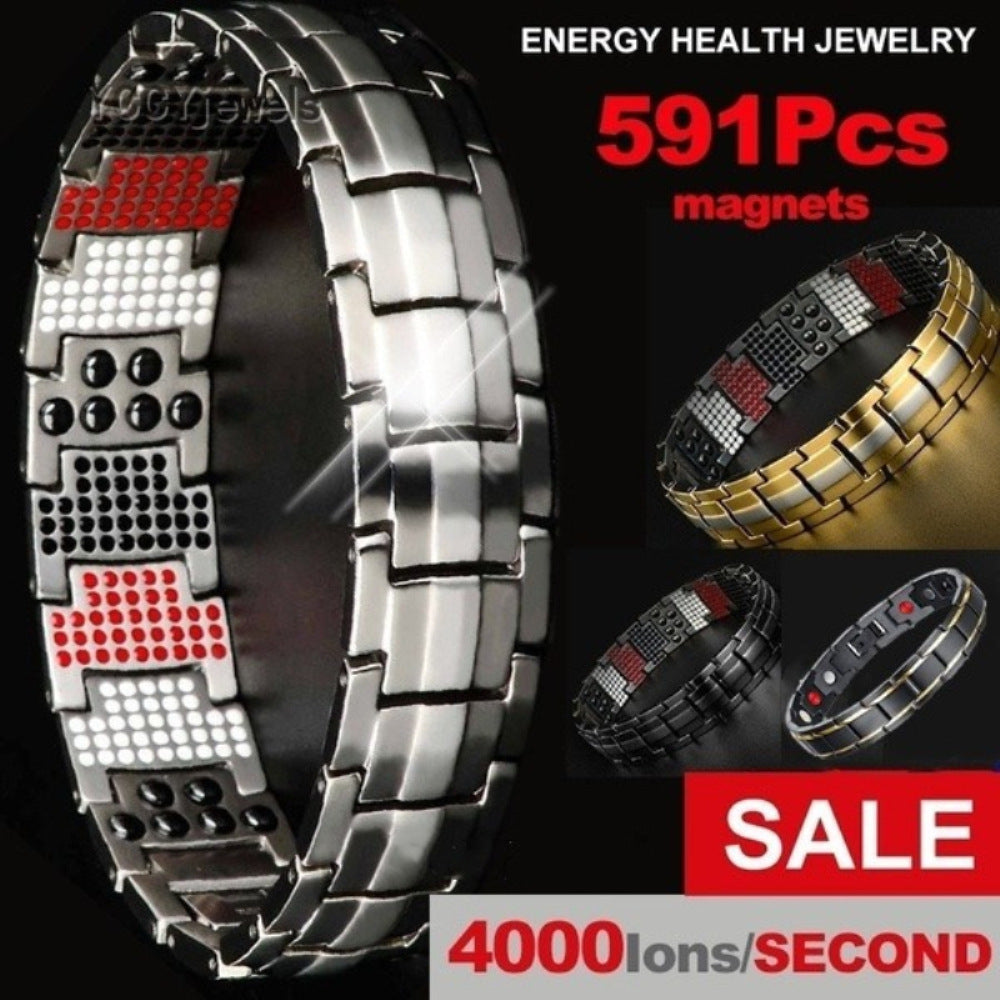 Men's Fashion Detachable Negative Ion Energy Alloy Bracelets