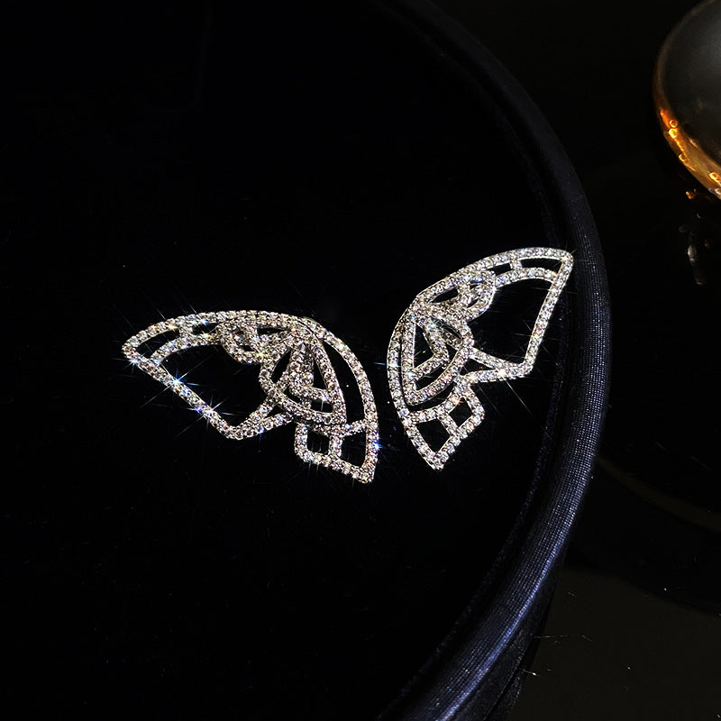 Sier Female Butterfly Element Ornament Dance Earrings