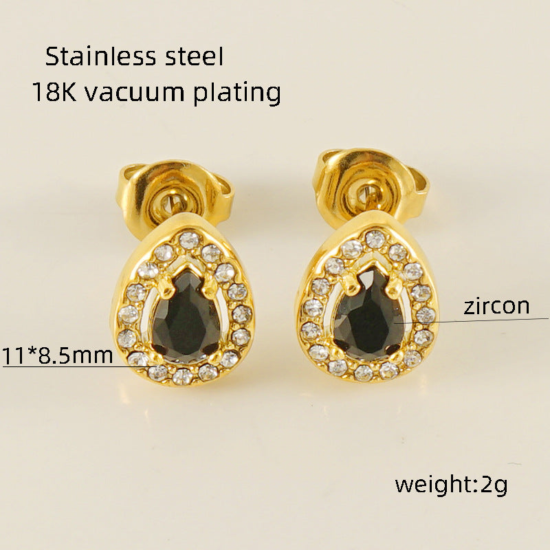 Women's Titanium Steel Zircon Stainless Square High-grade Earrings