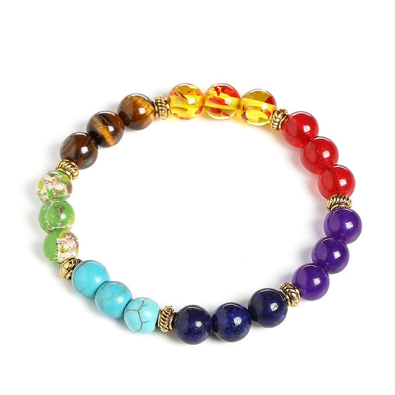 Bracelets de perles à cercle unique avec boule de couleur arc-en-ciel pour femmes