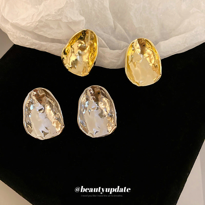 Women's Sier Needle Design Irregular Metal High-grade Minority Fashion Light Luxury Stud Earrings