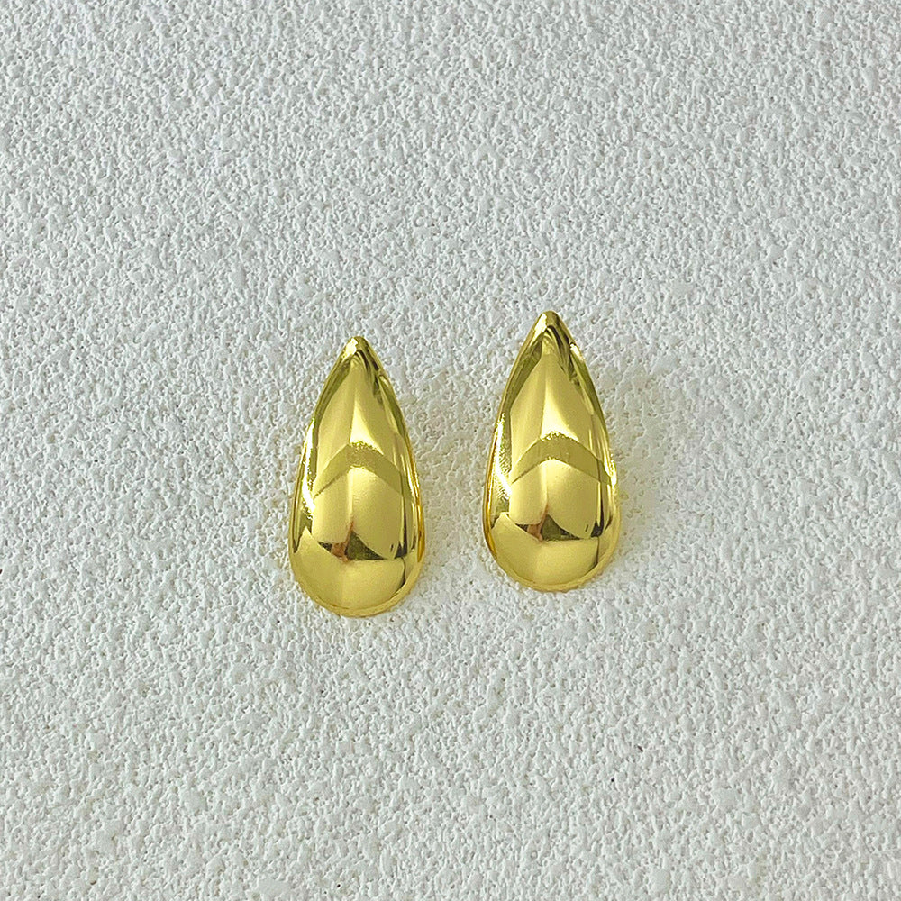 Light Luxury High-grade Irregular Oil Pressure Stainless Steel Gold Plated Stud Earrings