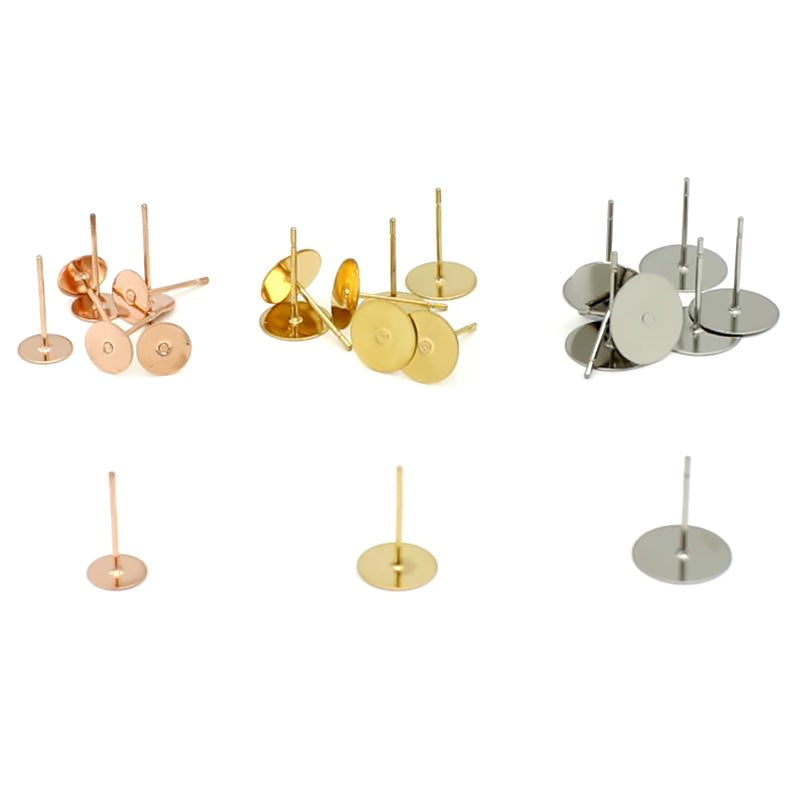 Stainless Steel Flat Head Piece Auricular Needle Titanium Ear Stud Earrings