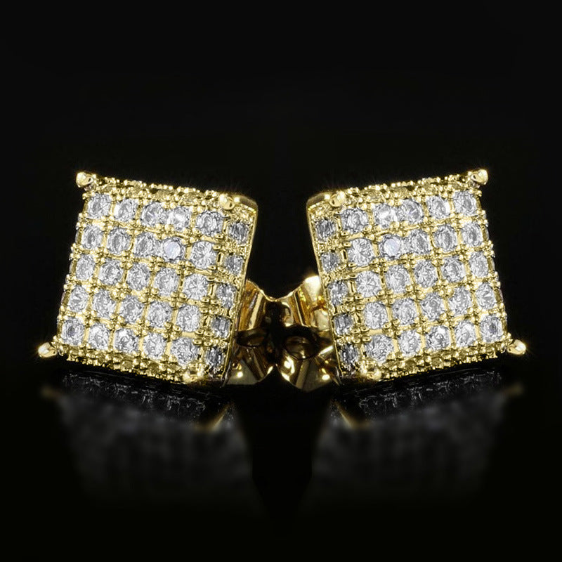 Shi Hip Hop Style Cuivre Micro Incrusté Zircon Boucles D'oreilles