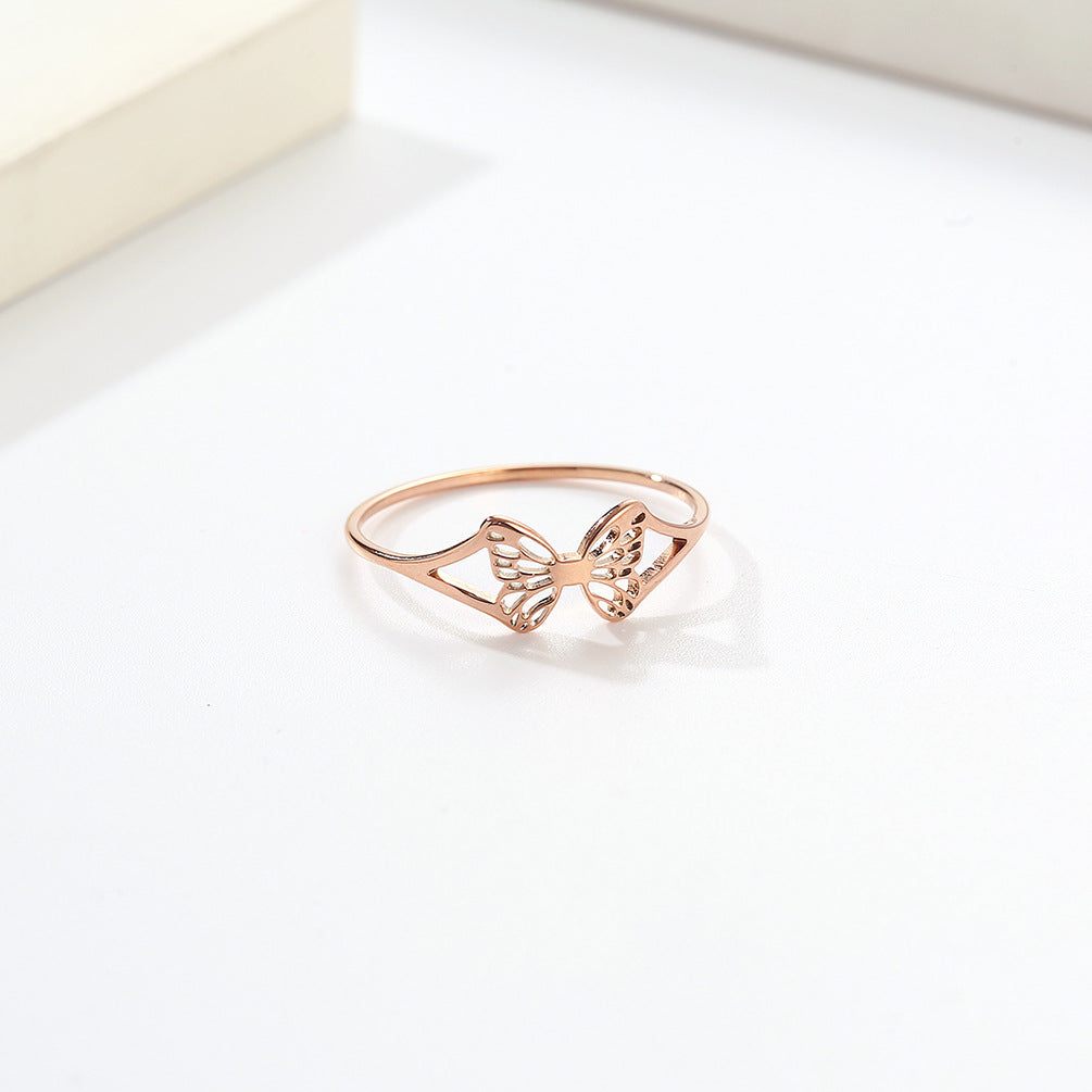 Women's Titanium Steel Hollow Butterfly For Little Finger Hand Ring
