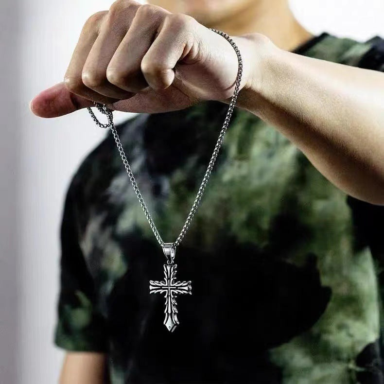 Colliers à pendentif croix Hip Hop pour femmes, hommes et rétro High Street