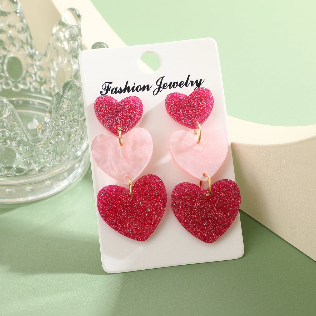 Barbie Pink Heart Shaped Love Simple Earrings