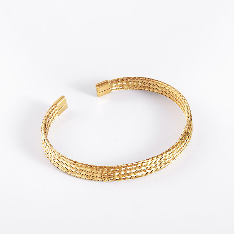 Women's & Men's Fashion Personality Retro Titanium Woven Open Round Bracelets