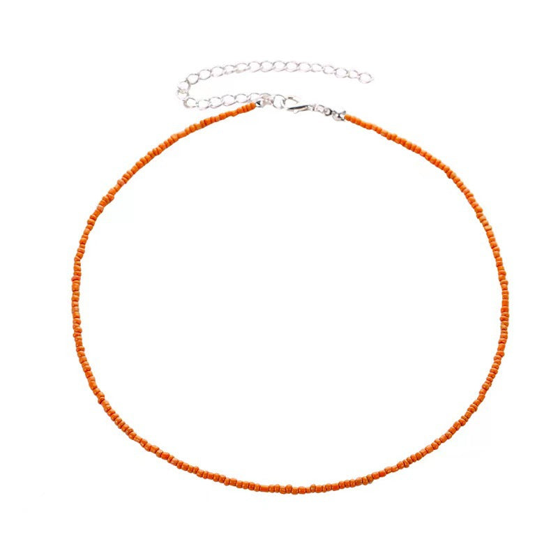 Fashion Beaded Colorful Small Beads Summer Beach Clavicle Chain Necklace