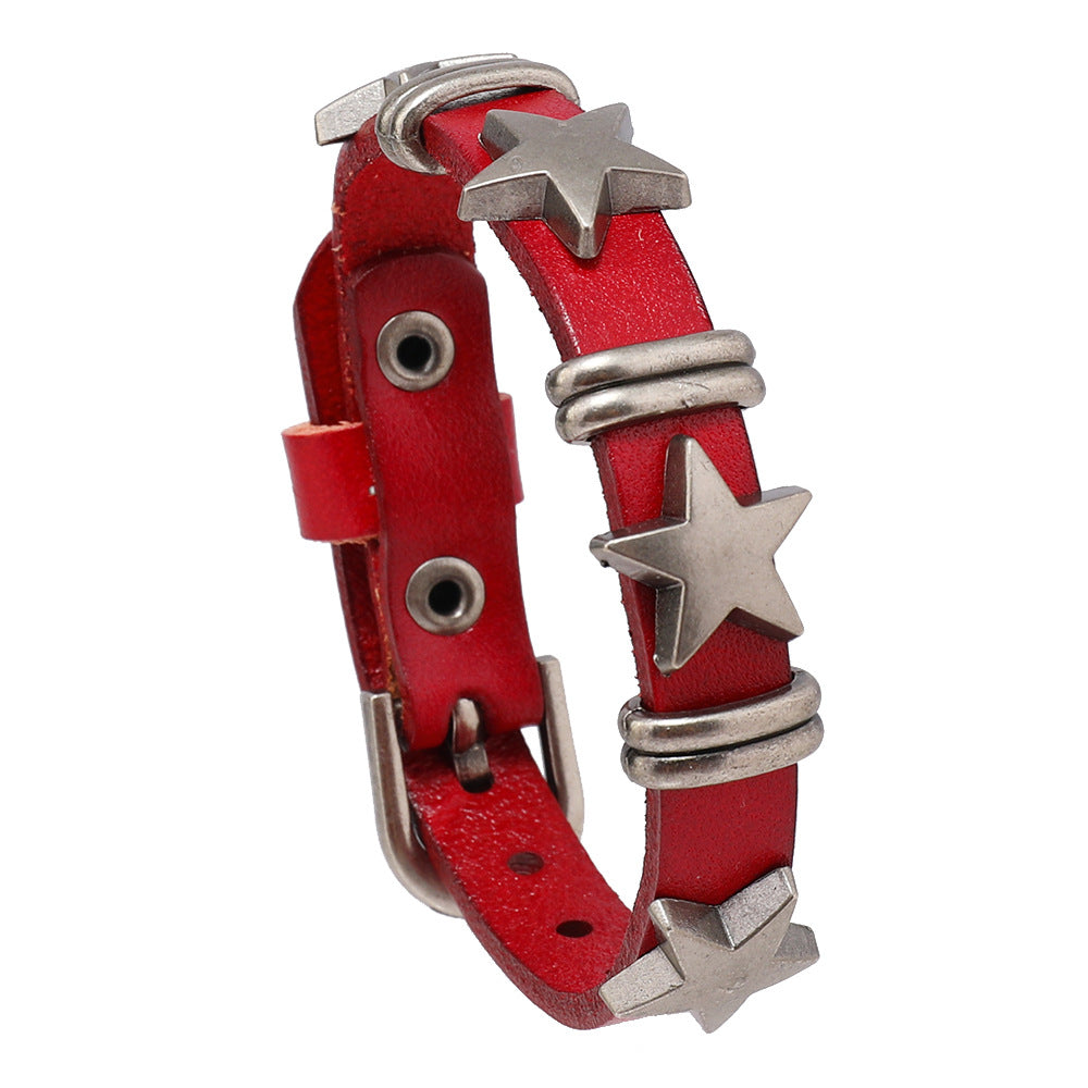 Herren-Street-Punk-Armbänder mit fünfzackigem Stern und Retro-Rindermotiv