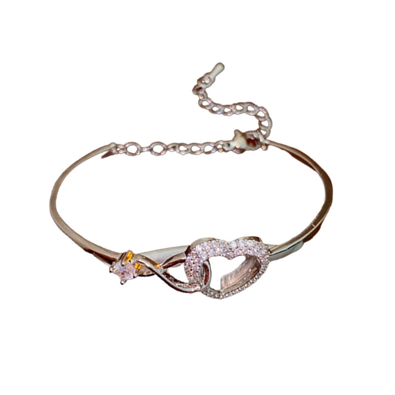 Damen-Armbänder mit herzförmigem Zirkon, hohl, schlicht, modisch, Temperament