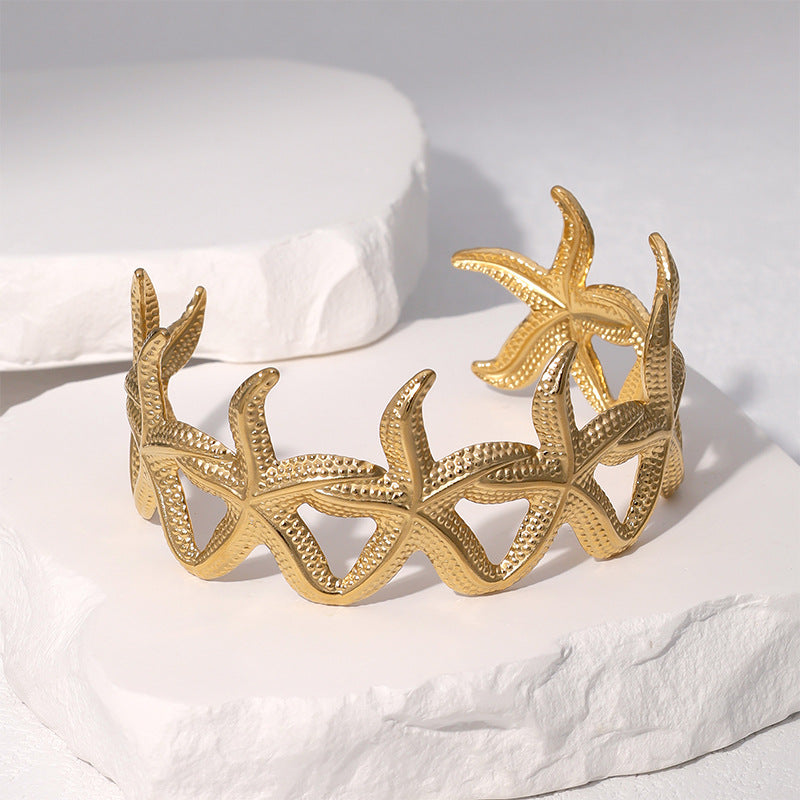 Steel Starfish Female Fashion Individual Casual Style Gold Titanium Bracelets