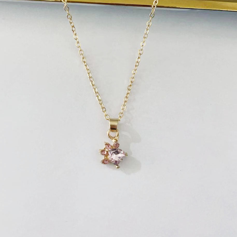 Women's Simple Cat's Paw Heart-shaped Pet Footprints Jewelry Set