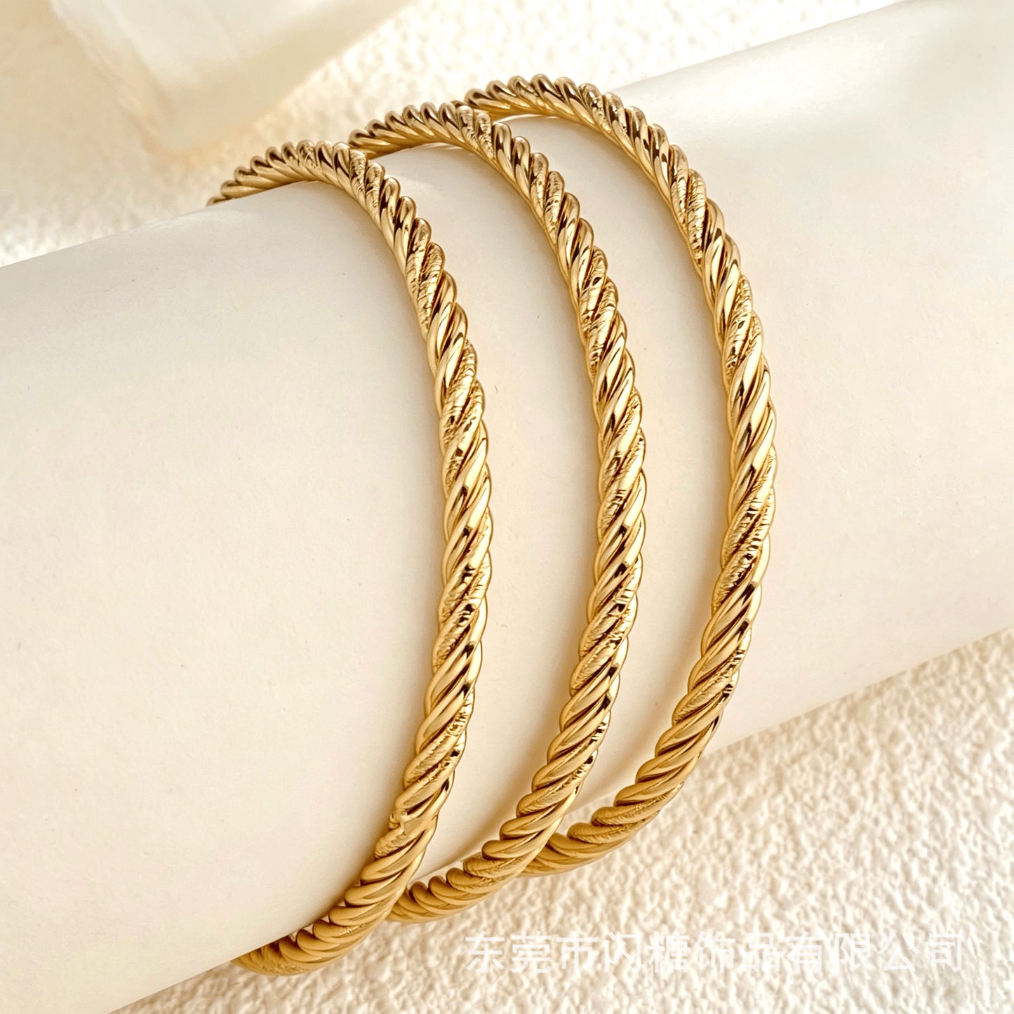 Stackable Stainless Steel Square Thread Twist Bracelet