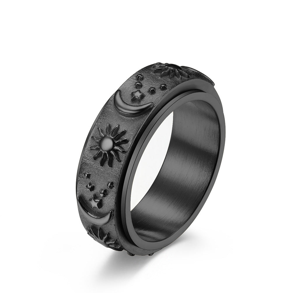 And Star Titanium Steel Rotatable Bohemian Wind Rings